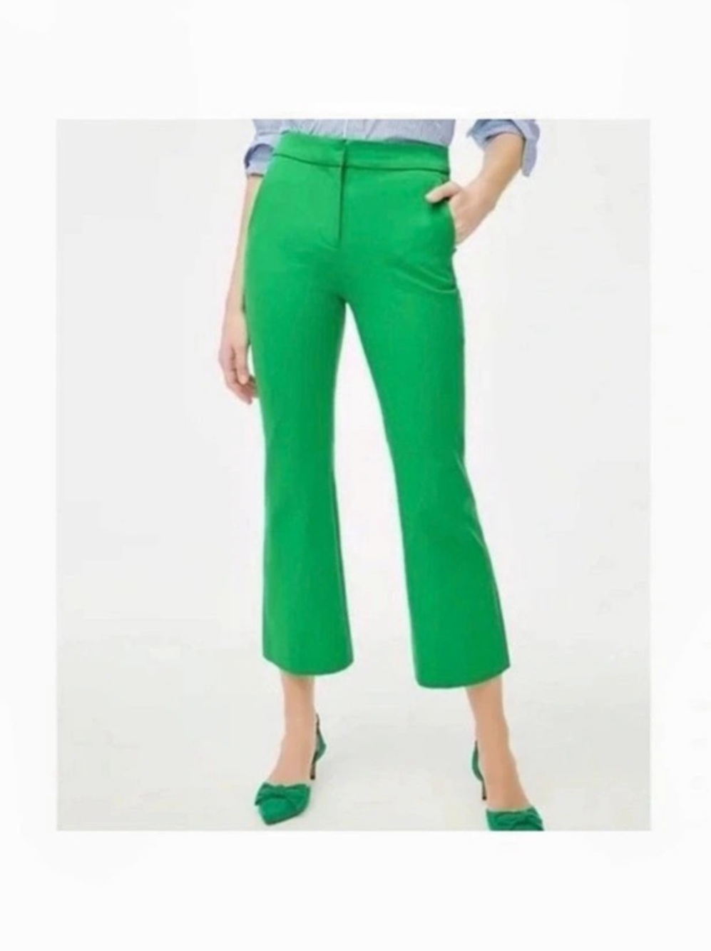 J.Crew Kelsey Pant Kelly Green Stretch Cotton Flare Pant size 6